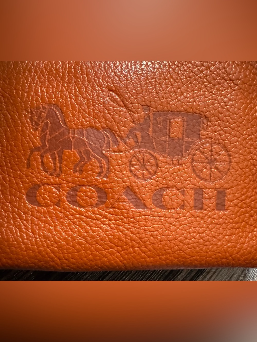 Coach C7420 Embossed Leather Horse and Carriage Corner Zip Wristlet (Ginger)-EUC - Picture 4 of 10